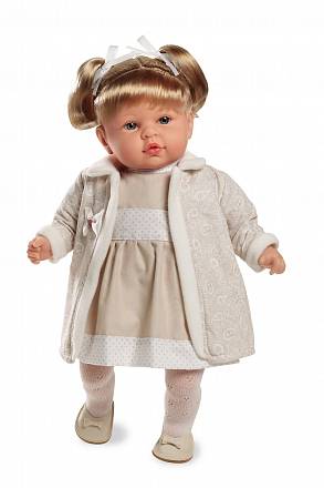 Мягкая кукла из серии Arias Elegance в кремовом платье, смеется, 45 см. 
